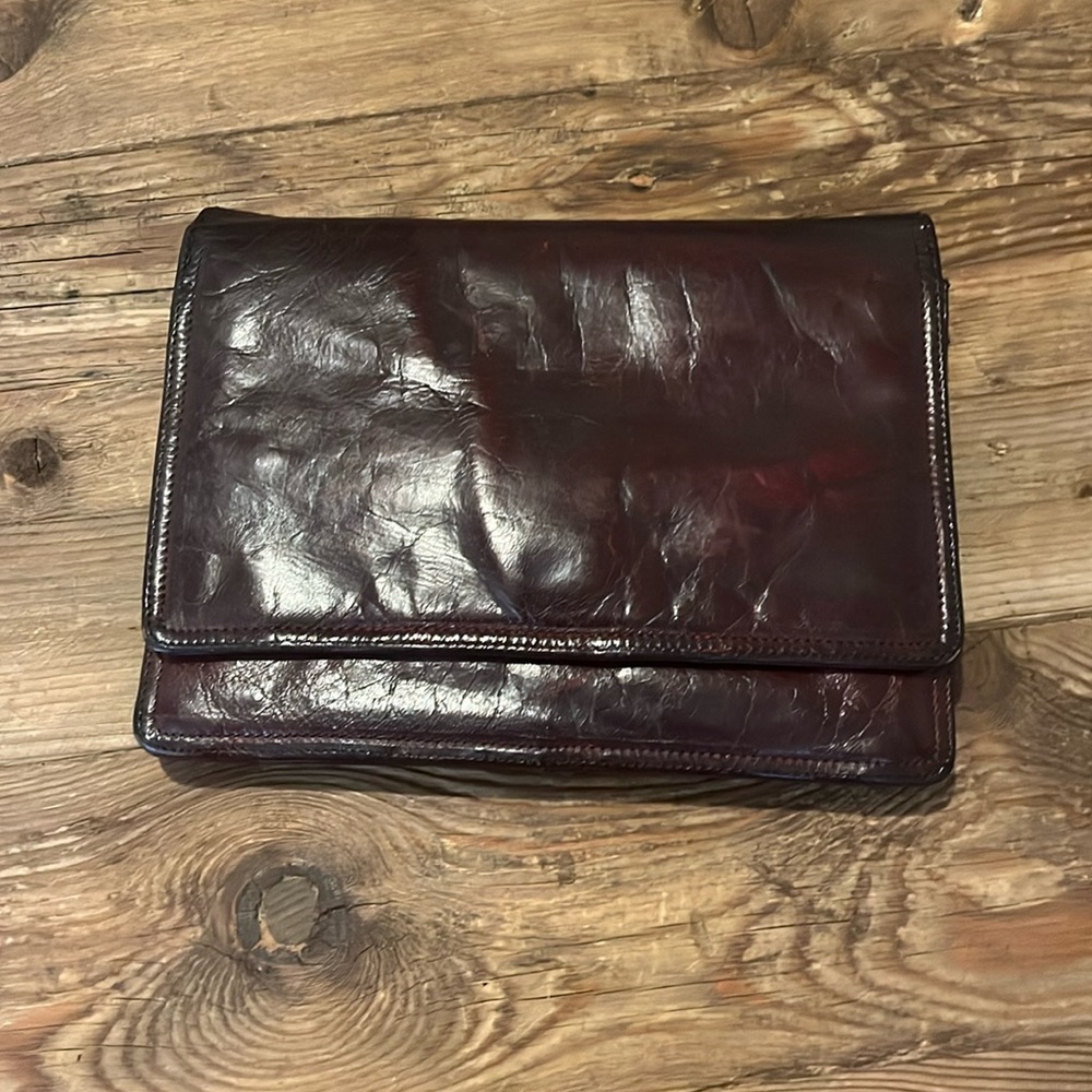 Bottega Veneta Rare Vintage Burgandy Envelope Leather Clutch
